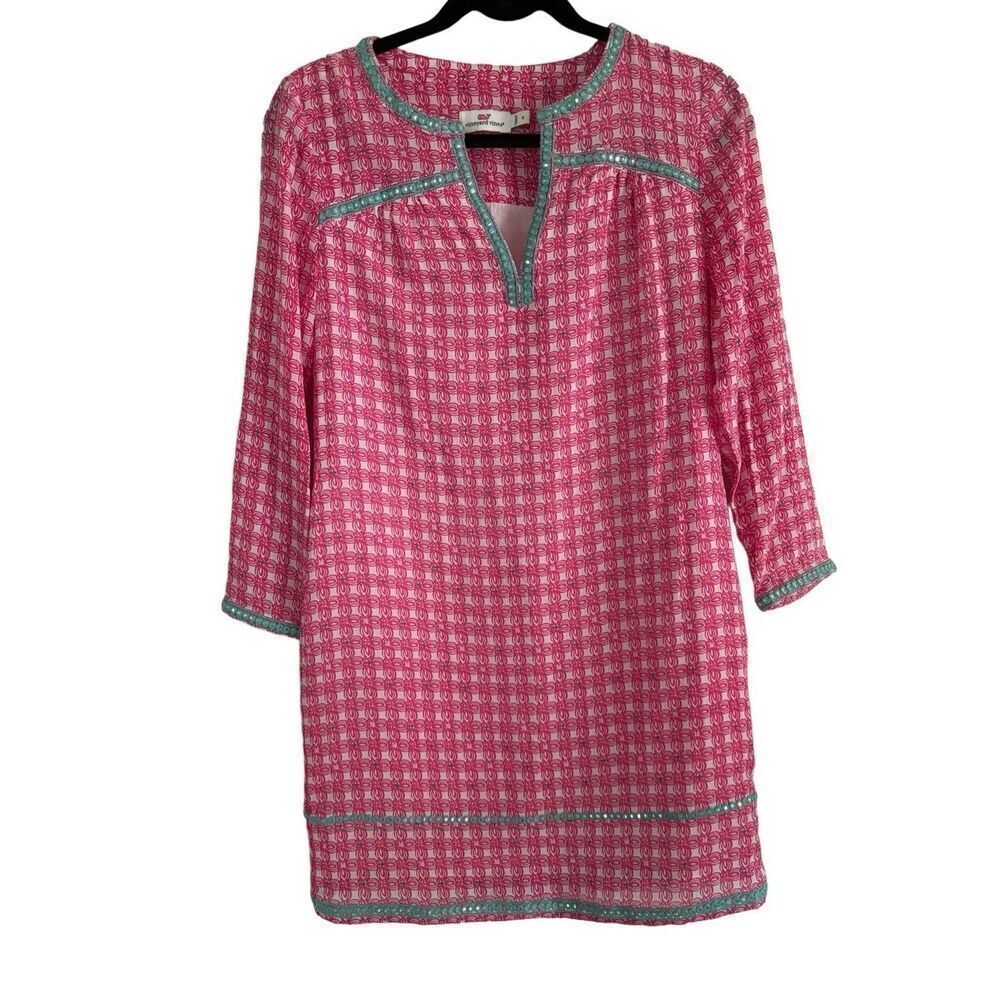 Women's Vineyard Vines 100% Silk Mini Dress Size 4 Preppy Vacation Mature